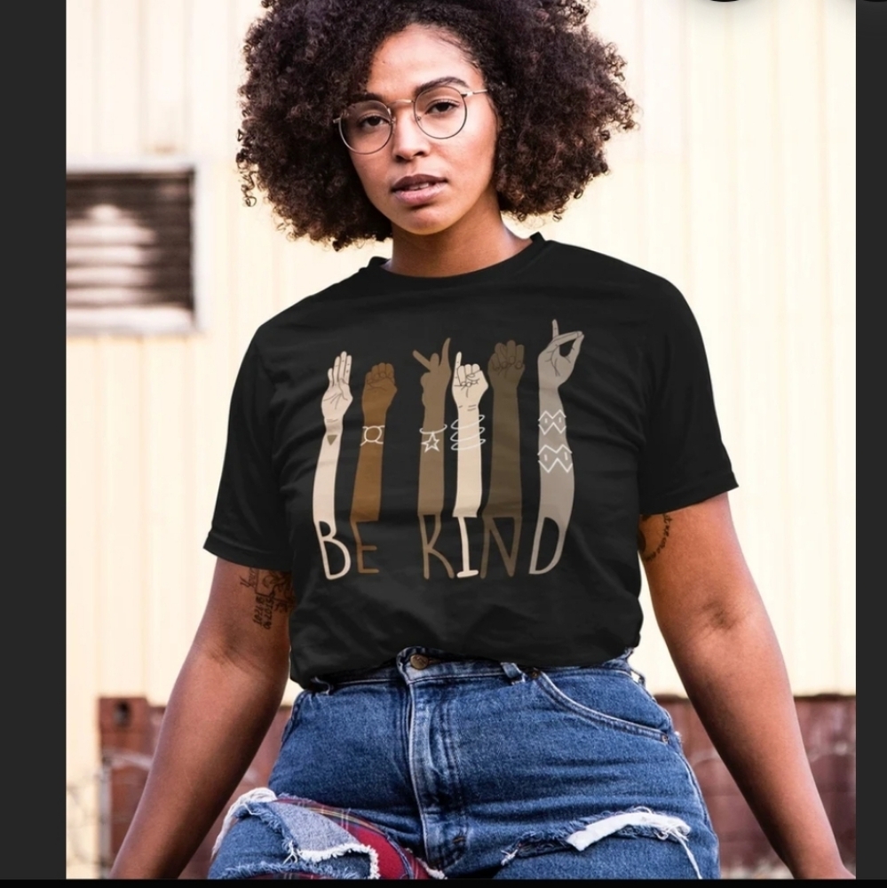Bella Canvas "Be Kind" Sign Language Tee Super Soft 100% Cotton